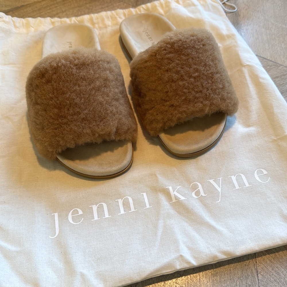 JENNI KAYNE Shearling Slide Sandal in Natural sz 7 / 37 BRAND NEW! Orig $325 - Picture 3 of 7